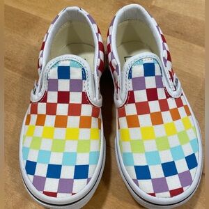 Vans NWOT rainbow slip-ons little girl 10.5